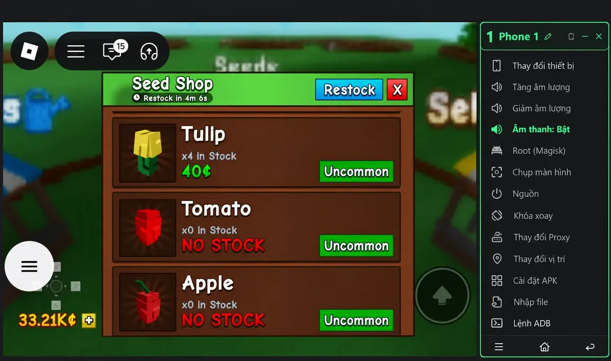 Grow a Garden 2 chạy trên máy GenPlay