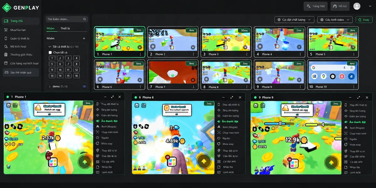 Nhiều máy GenPlay chạy game Roblox trên trình duyệt
